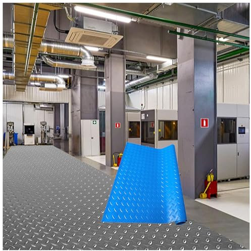Gummimatte, Gummi-Matte Antirutschmatte Gummiläufer Noppen Bodenmatte als Werkstattboden für Keller, Werkstatt, Garage,Blau,3mm 2.5×1m