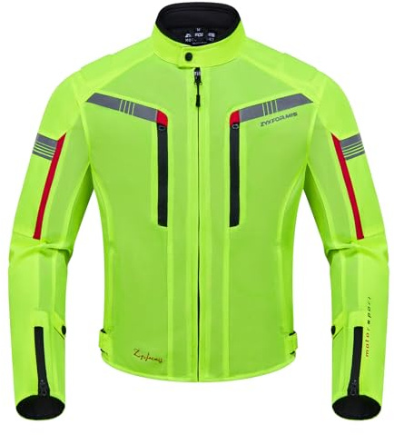 Zyxformis Chaqueta Moto Hombre Verano con Protecciones, Cazadora Moto Ventilada de Rejilla Transpirable, Ropa de Protección para Motociclista con Espaldera, Verde L
