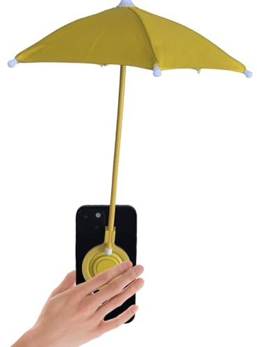 NTidea Magnetic Phone Umbrella for Sun Shade with Universal Adjustable Ring Stand, CellPhone Holder with Outdoor Anti-Reflective Magnetic Umbrella for iPhone 16 15 14 13 Pro Max, Yellow