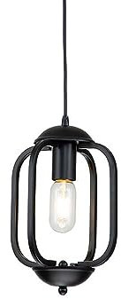 Nordic Minimalist Style Pendants Light,The Standard E26 Light Source is Warm and Has A Sense of Atmosphere,Iron Black Lantern Shaped,Lighting Fixtures for Restaurant Bar Corridor,Chane