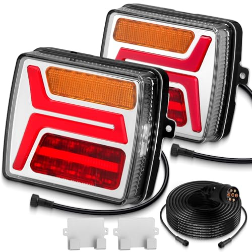 EYPINS Rückleuchten Set Magnetfuß, 12V LED Anhänger Rücklichter mit 10m Kabel, 7-polig Anhängerbeleuchtung Bremslicht Blinker Kennzeichenbeleuchtung für PKW LKW Caravan Boot Vans | Wasserdicht IP67