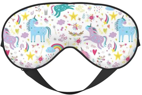 Schlafmaske mit Einhörner-Motiv, seidig, bequeme Augenbinde, verstellbar, weiche Augenmaske zum Schlafen