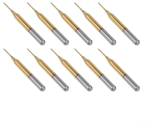 URPIZY Lot de 10 fraises à queue en métal dur de 0,8 mm de diamètre - Gravure CNC - Avec tige de 3,175 mm - Pour PCB, métal, plastique