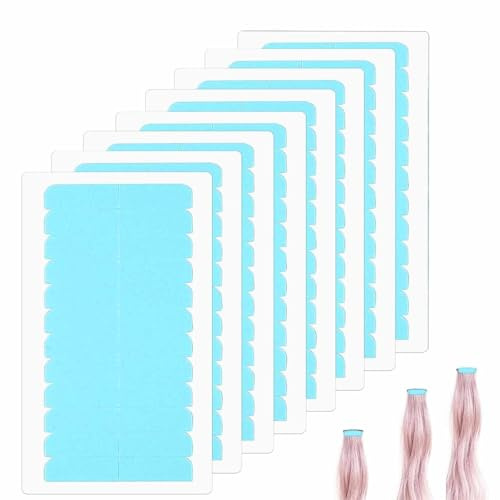 JOOTUEPO 96 Piezas Extensiones Adhesivas, Cinta Adhesiva Doble Cara Profesional para Extensiones de Cabello Natural, Resistente a Humedad y Sudor, Pre-hendida, Recortable