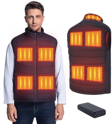 zidviyi Heated Gilet for Men,Rechargeable Electric Heated Vest with 20000mAh Battery Pack,3 Heating Levels Lightweight Heating Jacket for Outdoor,Camping,Fishing,Skiing