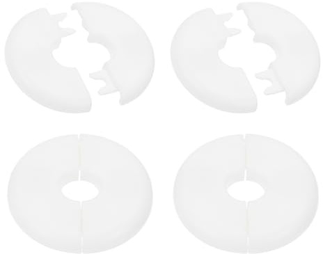 PATIKIL Brida De Pared Partida 40mm / 1.6 OD, 4 Pcs Placa Redonda De Cubierta Escudete PPR Placas De Fontanería Con Cinta Autoadhesiva Para Tubería De Agua De 10mm / 0.4, Blanco