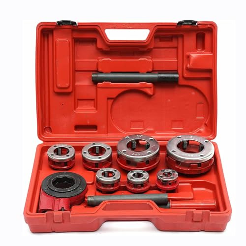 KGLHJDY Kit de trinquete para roscar Tubos, 7 tamaños de trinquete, terrajas de roscar de Tubos de 3/8 a 2, Cabezal de Barra de roscado Manual para Cortar roscas de Tubos de Acero.