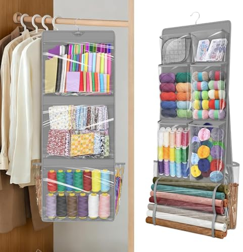 EEEKit Hängender Garn Wolle Aufbewahrungs Organizer: 13 klare Taschen Strick Yarn Storage Organizer - Garnaufbewahrung Tasche für Stricknadeln Häkelnadeln