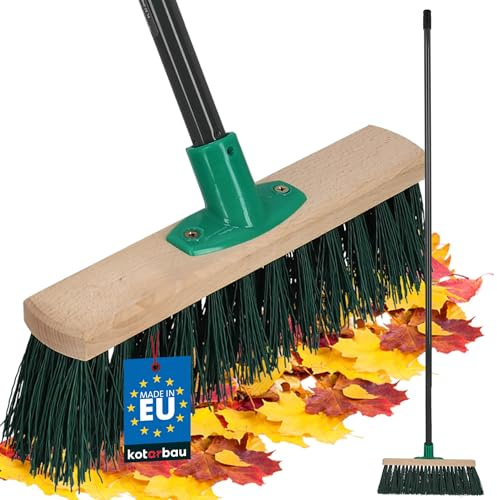KOTARBAU® Besen mit Metallstiel - 30 cm - Straßenbesen - mit Nylonborsten - Kehrbesen aus Holz - für Draußen & Drinnen - Zimmerbesen mit Stiel - Gartenbesen - Grün