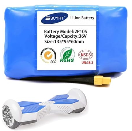 SSCYHT Lithium-Akku 36 V 10 Ah 6 Ah 7 Ah 8 Ah 12 Ah Ersatzakku 36 V Li-Ion-Akkus 4,4 Ah Hoverboard-Akkus für 150-W- bis 450-W-Motoren mit XT60-Anschluss,36v4.4ah