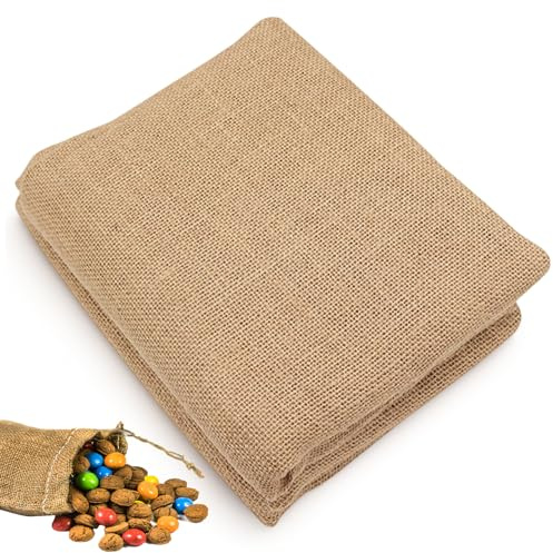 Jutestof, Jute Stoff Meterware 160 x 100cm Jute Polsterstoff Groß Fabric Sackleinen Leinen Stoff für DIY Haus Vorhangstoff Tischdecken Kissen Taschen Gartenarbeite
