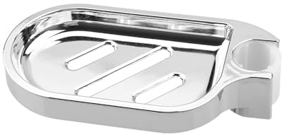 Wellrun Portasapone da doccia a clip, regolabile, in ABS, con drenaggio, facile da installare, per asta doccia rotonda da 22 mm