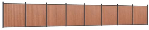 Yisssmeng Braun Élément de clôture WPC 1391 x 186 cm - Brise-vue pour l'extérieur - Design moderne - Robuste et durable - Avec poteaux en aluminium - Pour jardin, terrasse, balcon et enclos pour chien