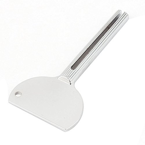 sourcing map Stainless Steel Toothpaste Tube Hair Dye Color Key Roller Squeezer Dispenser Silver Tone for Bathroom