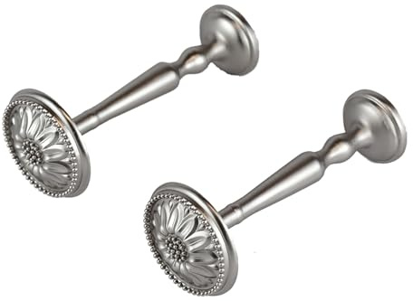 Pair of Curtain Holdback/Tiebacks, Antique Brass and Satin Chrome Knob [SATIN CHROME]
