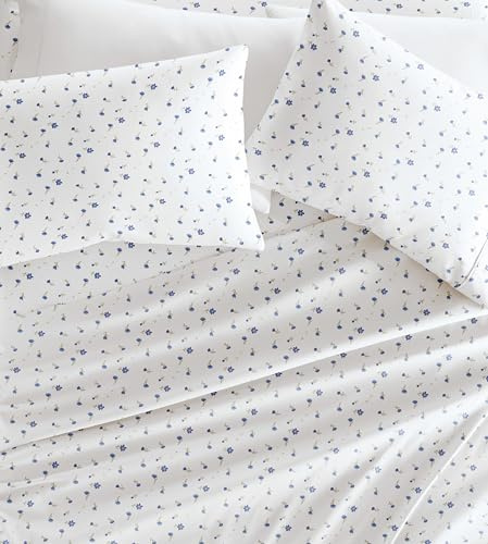 Linen Market 4-delat bäddset i king size-storlek (ljusblå blommigt), sov bättre än någonsin i dessa ultramjuka och kylande lakan med djupa fickor som passar 40 cm tjocka madrasser