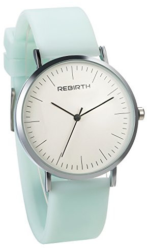 JewelryWe Damen Armbanduhr einfach Zeitloses Design Analog Quarz Uhr mit Grün Silikon Band