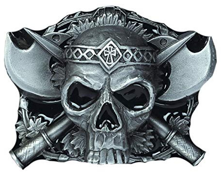 Gürtelschnalle Totenkopf & Äxte, Schwarz , Einheitsgröße