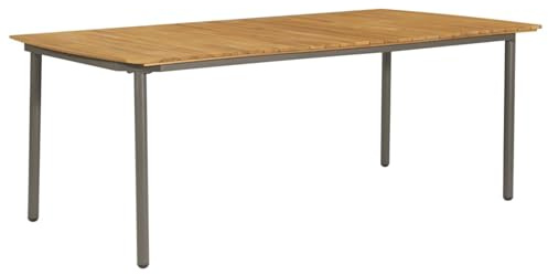 Festnight Gartentisch Industriell Holzlattendesign Balkontisch Terrassentisch 200x100x72 cm Akazie Massivholz und Stahl