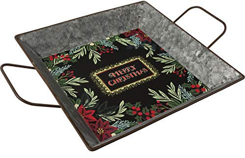 Primitives by Kathy 108250 Frohe Weihnachten Tablett, 33 cm Länge, Metall und Papier