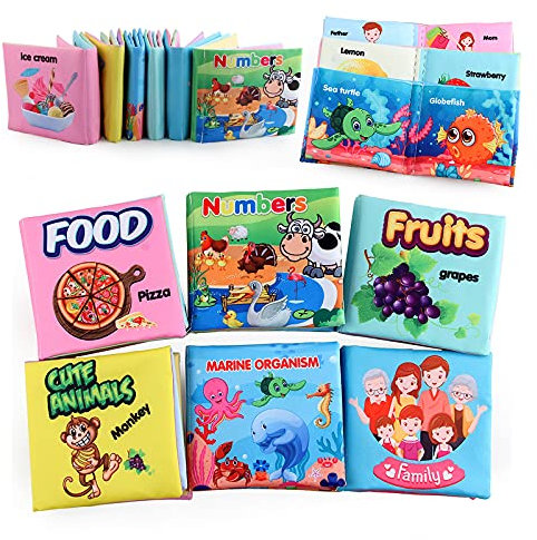 Koo-dib fühlbuch Baby, bilderbuch Baby, babyspielzeug ab 6 Monate, badebuch, knisterbuch, fühlbuch, Buch Baby, knisterbuch Baby, (6 Themen) Maße: 10 x 10cm