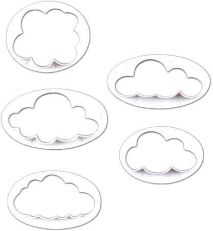 KDDOM Flauschige Ausstechformen aus Kunststoff, 3D-Wolkenprägung für Fondant, Kuchendekoration, Cupcake-Dekoration, 5 Stück