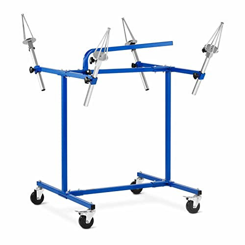 MSW MSW-RPS-200 Support pour Peinture Et Réparation des Jantes pour Peindre Les Jantes (avec 4 Fixations Coniques, Fixations Ajustables, Bâti en Acier, 4 Roues avec Freins)