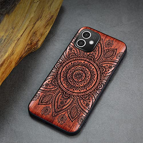 Coque en Bois pour iPhone XR 11 12 Pro Mini 7 8 Plus X XS Max SE 2020 Coque de téléphone Couverture en Bois de Luxe Coque Accessoire en Silicone, Fleur de Chiba (A116), pour iphone XR