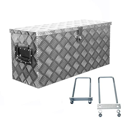 Truckbox D075 + inkl. Montagesatz MON5002 Deichselbox, Werkzeugbox, Alu Riffelblech, Transportbox, Alu Transportkiste, Anhängerkiste - ca. 71 Liter