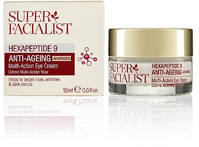 Super Facialist Hexapeptide 9 Anti-Aging Advanced Multi Action Augencreme - Anti Aging Gesichtscreme gegen Augenringe & feine Linien mit Koffein, veganfreundlich, 15 ml