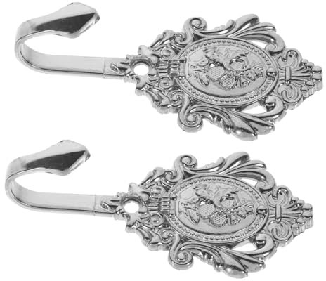 Veemoon 2stücke Zinklegierung Gardinenhaken Mit Rosenmuster Silberfarbene Vintage Vorhang Holdbacks Elegante Wandhalter Für Vorhänge Einfach Zu Montieren Vielseitig Für Gardinen Kleidung h