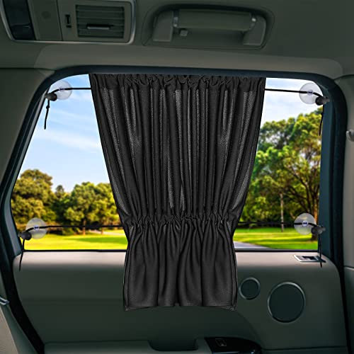 ACTOYS 2 Stück Auto Sonnenschutz Kinder, Sonnenschutz Seitenscheibe, UV-Schutz, Saugnapf, Universal Fit, Schwarz, 63 x 52 cm