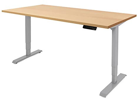 Ergotopia Desktopia Lite Elektrisch höhenverstellbarer Schreibtisch für Büro oder Home Office - 5 Jahre Garantie - ergonomischer Schreibtisch höhenverstellbar mit Buche Tischplatte (120 x 80 cm)