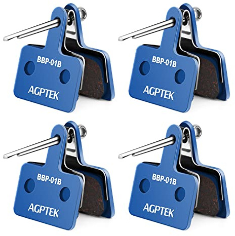 AGPTEK 4 Coppie Pastiglie Freno per Bicicletta, Pastiglie Freni MTB ad Alte Prestazioni, Pastiglie Freno a Disco, Pastiglie Freni in Resina per Shimano Deore, Xt, Slx, Blu
