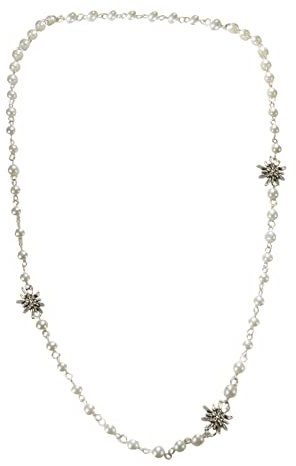 Alpenflüstern DHK327 - Collana di perle per costume tradizionale bavarese con stella alpina, Zinco