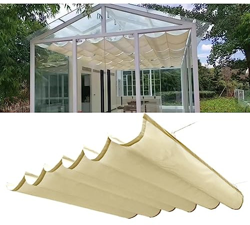 Außen-Pergola Regenfest, Glashaus-Vordach Schattige Abdeckung, Veranda Einziehbar Schiebedraht-Sonnensegel Markise Für Hinterhof-Terrasse, Alle Komponenten (Farbe : Weiß, Größe : 3x4m)