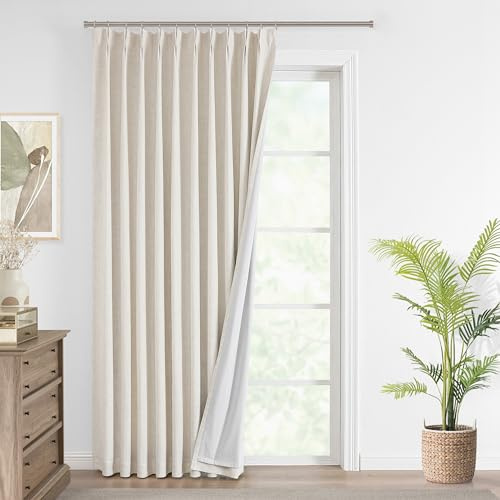 Vision Home Verdunklungsvorhänge aus Leinen-Mischgewebe, 241,3 cm, für Wohnzimmer, Schlafzimmer, wärmeisoliert, Plissee-Vorhänge mit Haken, 1 Paneel, 152 cm B x 241 cm L