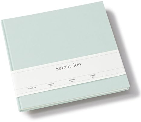 Semikolon 371036 Gästebuch Slim 25 x 23 cm - mit 100 blanko Seiten zum Selbstgestalten, Lesezeichen - moss pastell-grün