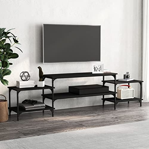 Camerina TV-Schrank Schwarz 197x35x52 cm Holzwerkstoff Fernsehschrank Ecke DVD Schrank