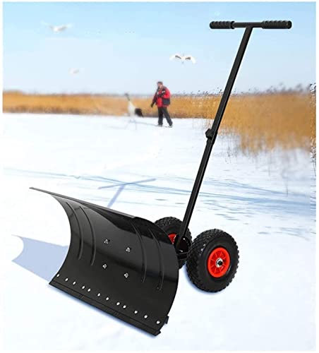 Schneeschaufel Outdoor-Schneeschaufeln mit höhenverstellbarer Hand | Rollender Schneepflug mit Rädern für Schneeräumwerkzeuge auf der Straße Schneeschieber