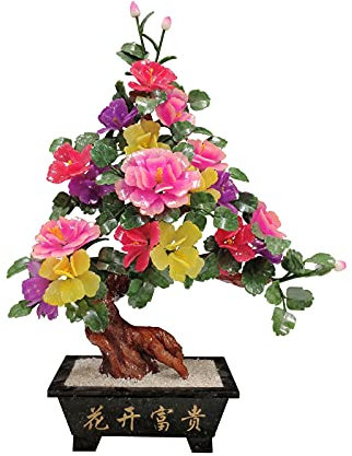 NOALED Bonsai-Baum, chinesischer Stil, Jade-Blumendekoration, Bonsai-Heimbüro-Dekor, antike Jade-Schnitzerei, Bonsai-Blumenornamente, Gute Geschenke für Mütter und Freunde, künstlicher Baum