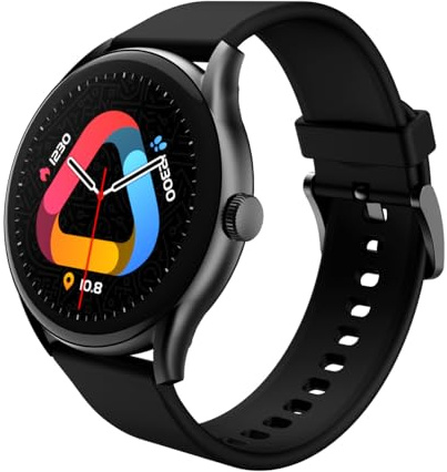 QCY Watch GT smartklocka med Retina 1,43 AMOLED HD-skärm, ljusskärm för högsta ljusstyrka, metallklockram och krona, hälsoövervakning, upp till 10 dagars batteritid och 100 + sportlägen – svart