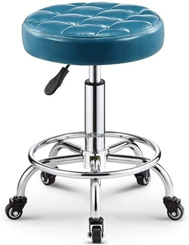 DDKYHU Hocker auf Rollen, Friseurstuhl, Schönheitshocker, Barstuhl, Lift, Drehstuhl, Friseursalon, Schönheitssalon, Bar (Rosa) (Himmelblau)
