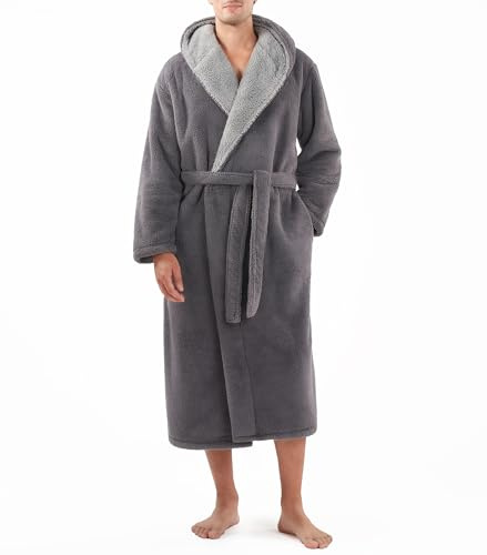 DAVID ARCHY Robe De Chambre Longue Homme En Polaire Douce Peignoir De Bain Homme