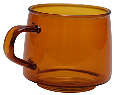 Gsycle Klare Kaffeetassen, 350 ml, Glas, hitzebeständig, Glasbecher, Glas-Teetassen, Espressotasse, Flachbodenbecher, isolierter Becher, Glasbecher-Set für Zuhause und Café (Amber)