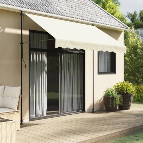 Myheimly Markise Balkonmarkise Klemmmarkise Sonnenschutz Garten Einziehbar Creme 250x150 cm Stoff und Stahl