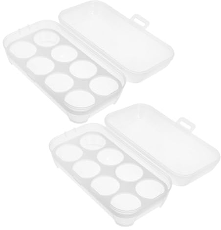 BCOATH Huevera Portátil para Frigorífico de Camping Paquete de 2 con Tapa Bandeja de Plástico Bandeja para Rellenos Fácil de Transportar a Prueba de Golpes Conserva La Frescura
