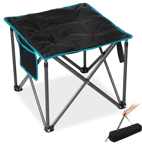 FUNDANGO Campingpall i stor storlek, vikbar, 46 cm hopfällbar pall camping 180 kg, fotpall med bärväska, vikbar pall för camping, vandring, fiske, fiskepall, svart