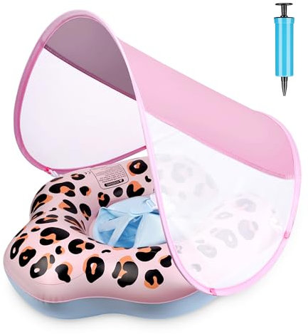 Yasinkidz Schwimmring Baby mit Abnehmbarem Sonnendach, Baby Float Aufblasbare Schwimmreifen für Kinder ab 6-36 Monate