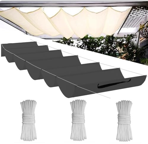Tenda da sole a onda retrattile, regolabile, protezione dai raggi UV, protezione solare, impermeabile, giardino, grigio scuro, 300 x 300 cm (larghezza x lunghezza),